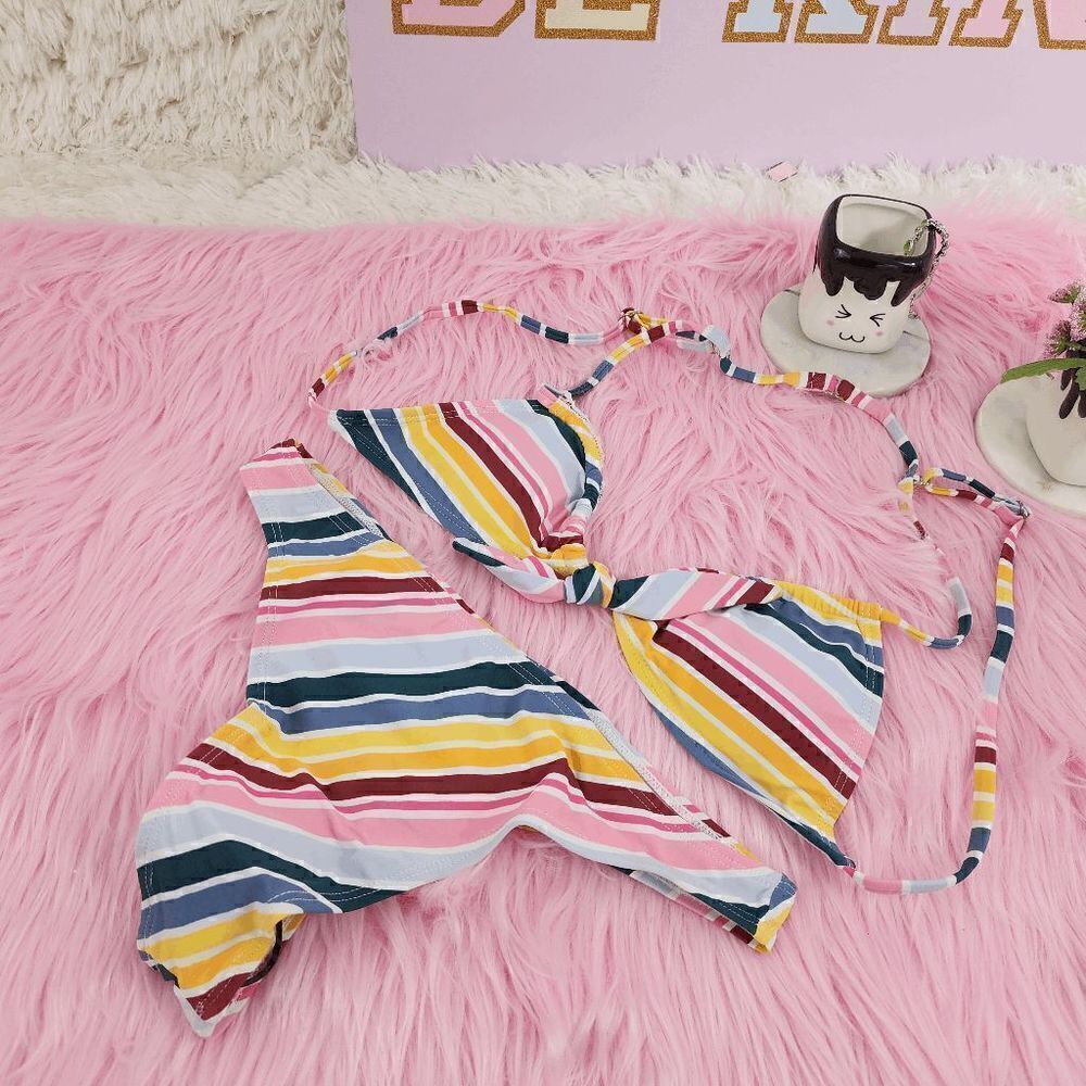 NIB Candy Color Striped Bikini Small: Sun-Kissed Chic Size Small NIB